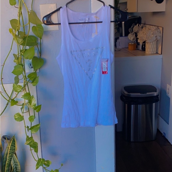 Guess Tops - Guess White Sleeveless Tank Top